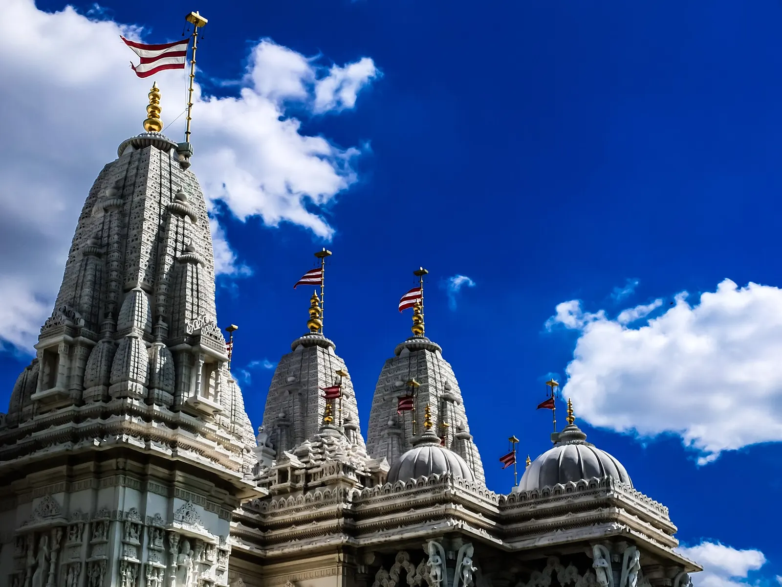 Families lined up outside a Hindu temple in the Greater Toronto Area.